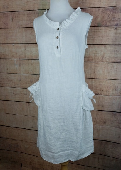 M Dresses & Skirts - M Made in Italy Woven Sleeveless Linen Dress